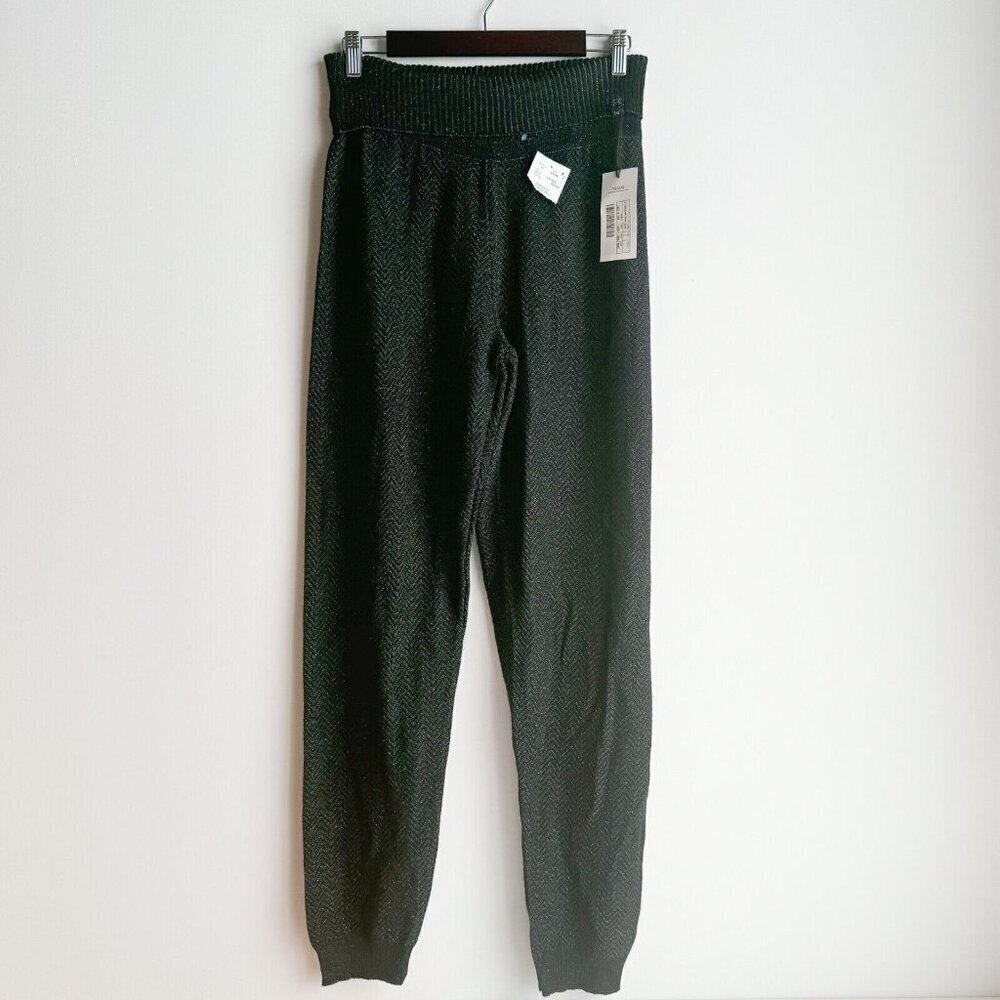 Iceberg Black Metallic Thread Knit Lounge Jogger Pants L